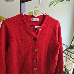 Red Button-Up Women's Sweater
